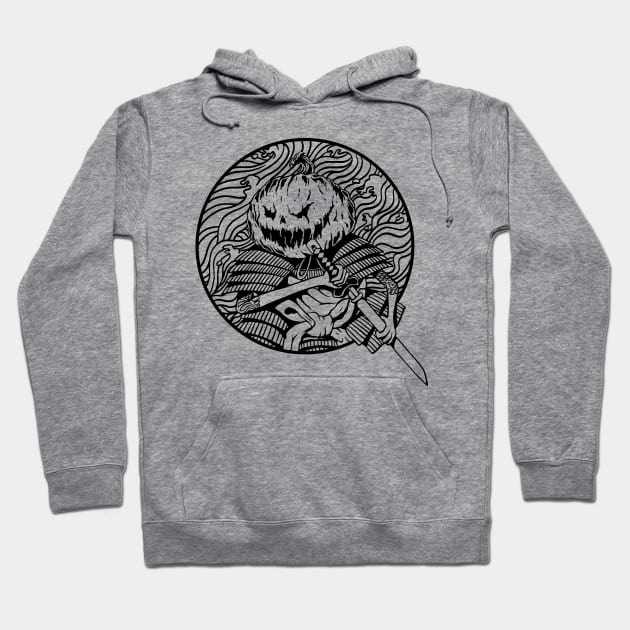 Samurai pumpkin (B&W) Hoodie by popcornpunk